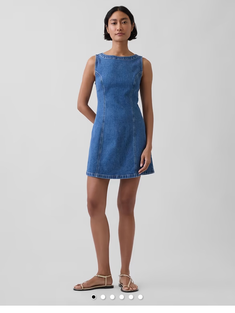 NWOT Gap Denim Boatneck Open-Back Mini Dress size medium